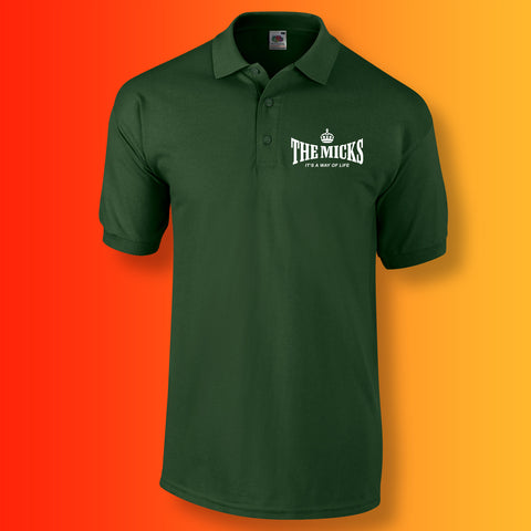 The Micks Polo Shirt with It's a Way of Life Design Forest Green