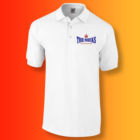 The Micks Polo Shirt with It's a Way of Life Design White