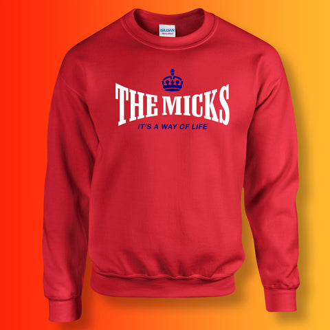 The Micks Sweater with It's a Way of Life Design Red