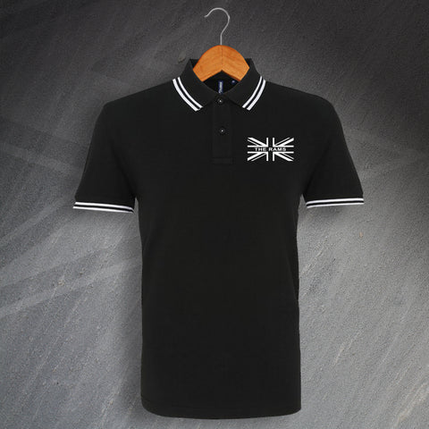 Derby Football Polo Shirt Embroidered Tipped The Rams Union Jack