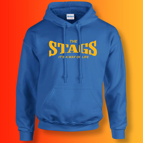 Stags Hoodie with It's a Way of Life Design Royal Blue
