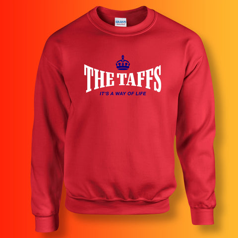 The Taffs Sweater with It's a Way of Life Design Red