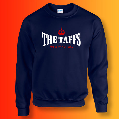 The Taffs Sweater with It's a Way of Life Design Navy