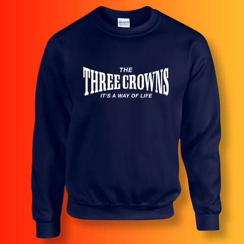 Three Crowns Sweater with It's a Way of Life Design Navy