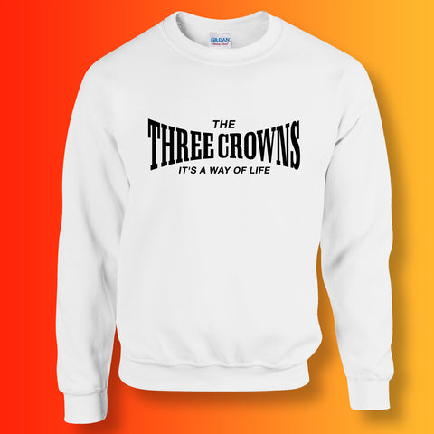 Three Crowns Sweater with It's a Way of Life Design White