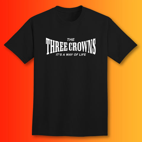 Three Crowns T-Shirt with It's a Way of Life Design Black