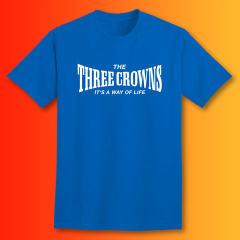 Three Crowns T-Shirt with It's a Way of Life Design Royal