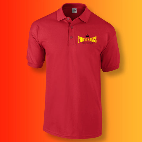 The Vikings Polo Shirt with It's a Way of Life Design Red