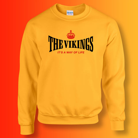 The Vikings Sweater with It's a Way of Life Design Gold