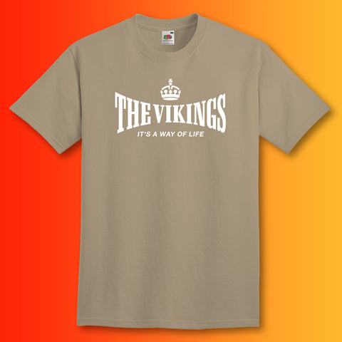 The Vikings T-Shirt with It's a Way of Life Design Khaki