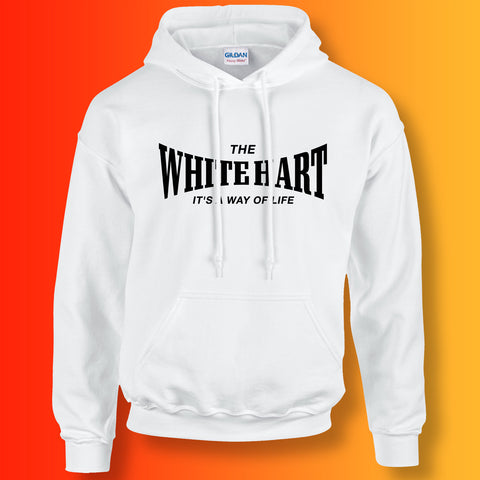White Hart Hoodie with It's a Way of Life Design White