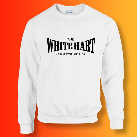 White Hart Sweater with It's a Way of Life Design White