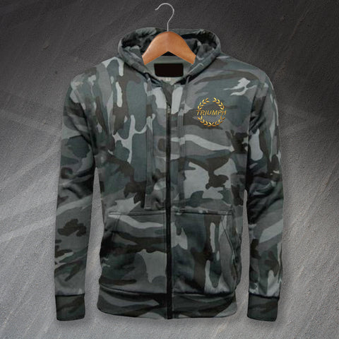Triumph Motor Company Embroidered Camouflage Full Zip Hoodie