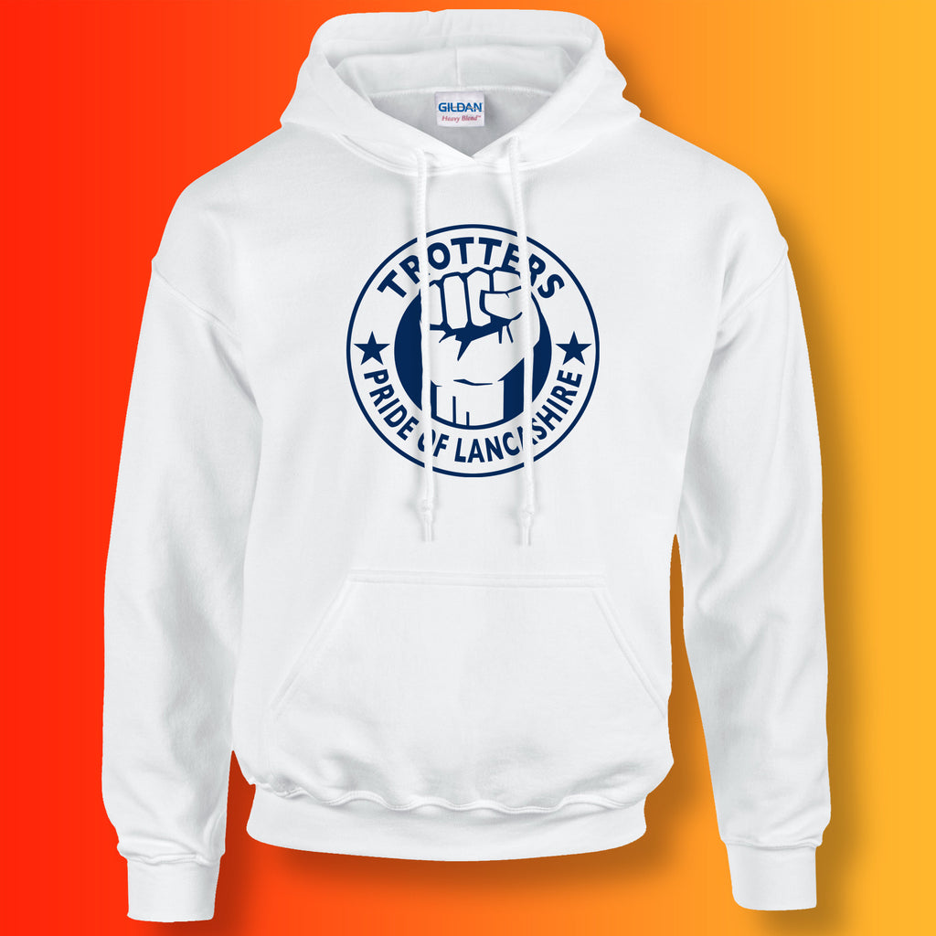 Trotters Hoodie with The Pride of Lancashire Design White