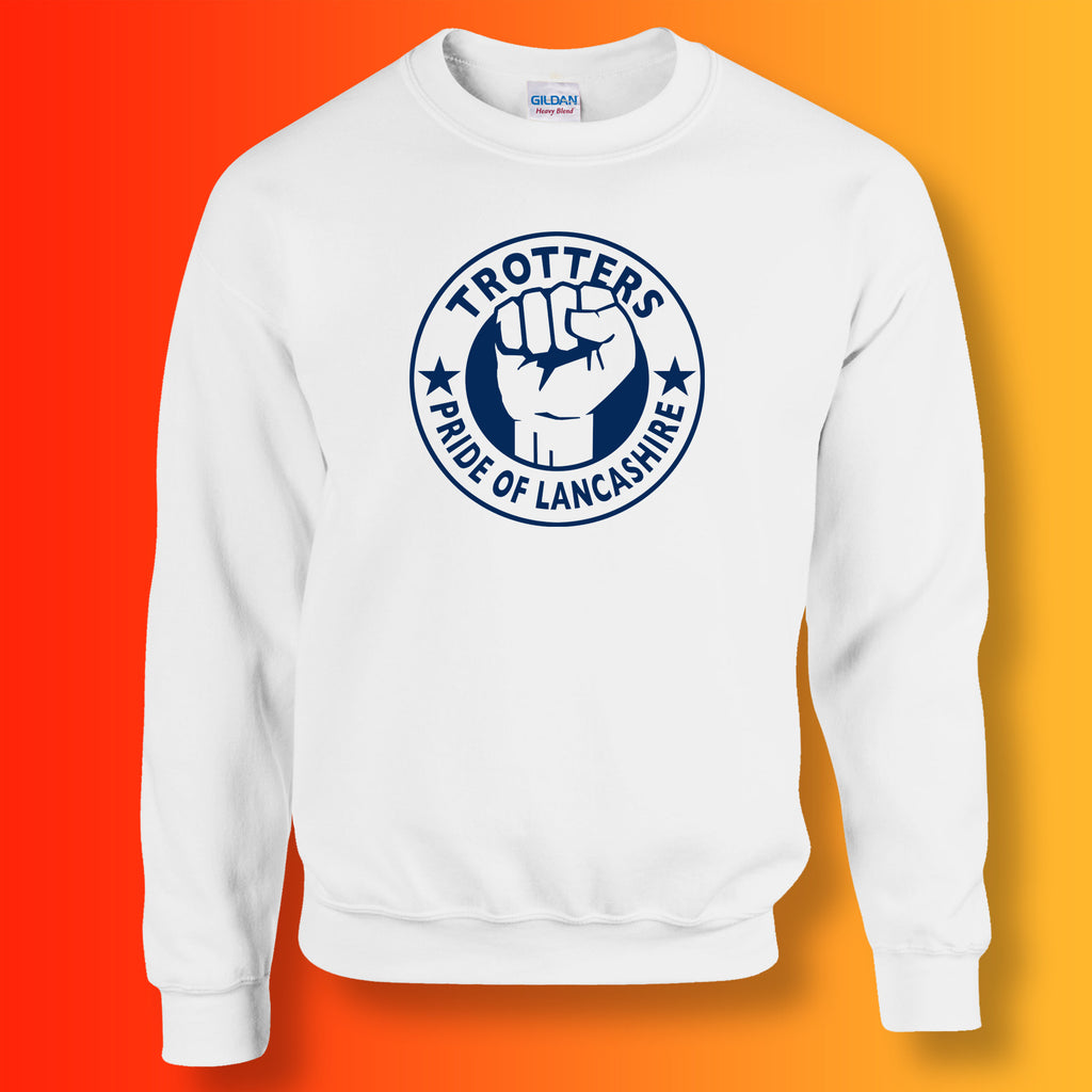 Trotters Sweater with The Pride of Lancashire Design White