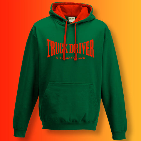 Truck Driver Way of Life Hoodie Green Red
