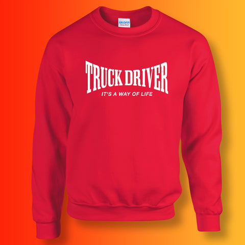 Truck Driver Sweater with It's a Way of Life Design Red