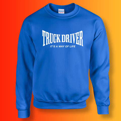 Truck Driver Sweater with It's a Way of Life Design Blue