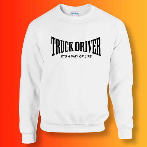 Truck Driver Sweater with It's a Way of Life Design White