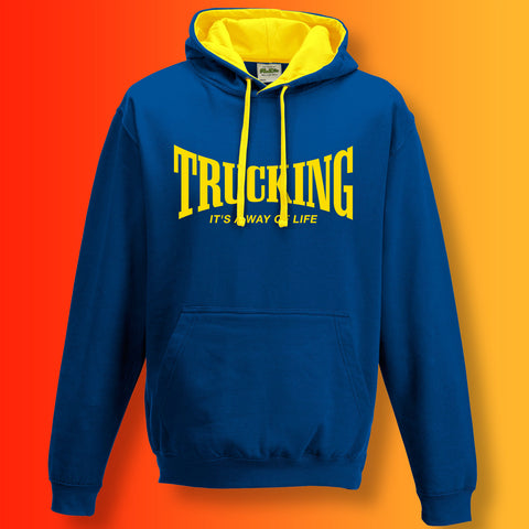 Trucking Contrast Hoodie with It's a Way of Life Design Royal