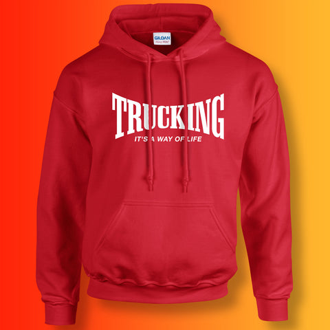 Trucking Hoodie with It's a Way of Life Design Red