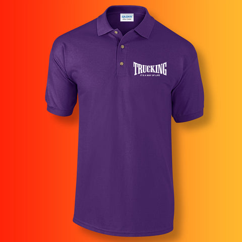 Trucking Polo Shirt with It's a Way of Life Design Purple