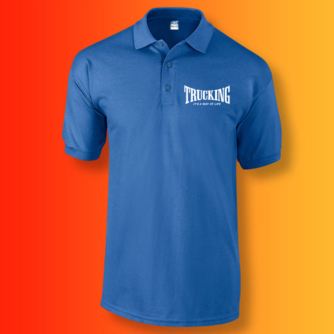 Trucking Polo Shirt with It's a Way of Life Design Royal