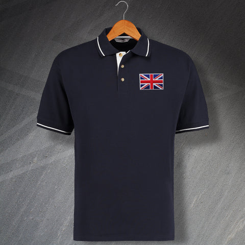 Union Jack Embroidered Contrast Polo Shirt