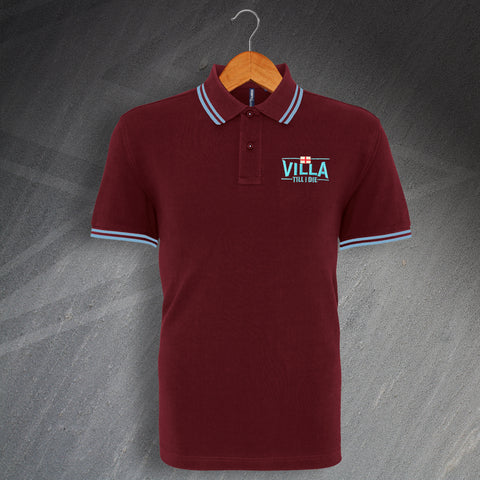 Aston Villa Football Polo Shirt Embroidered Tipped Villa Till I Die