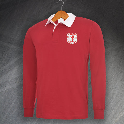 Retro Wales 1926 Embroidered Long Sleeve Rugby Shirt