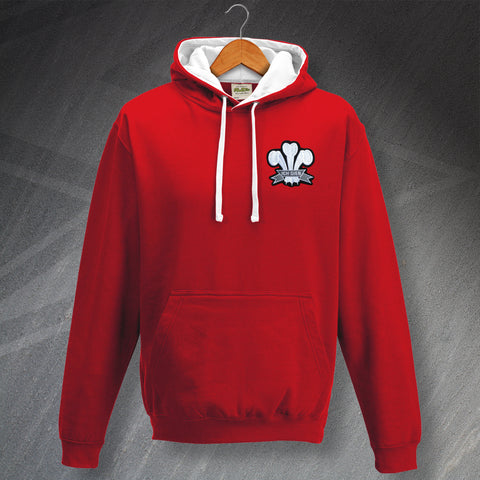Retro Wales Rugby 1905 Embroidered Contrast Hoodie