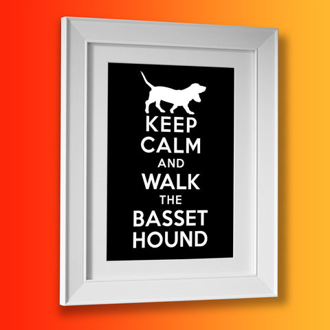 Keep Calm and Walk The Basset Hound Framed Print