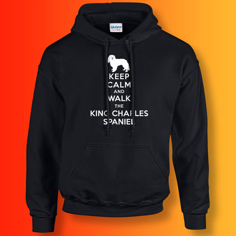 Keep Calm and Walk The King Charles Spaniel Hoodie Black