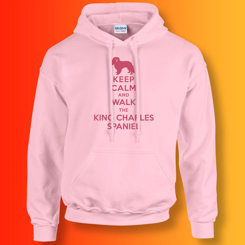 Keep Calm and Walk The King Charles Spaniel Hoodie Light Pink