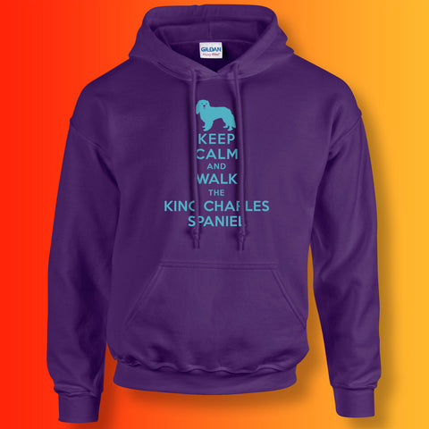 Keep Calm and Walk The King Charles Spaniel Hoodie Purple