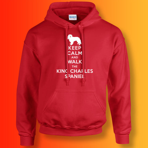 Keep Calm and Walk The King Charles Spaniel Hoodie Red