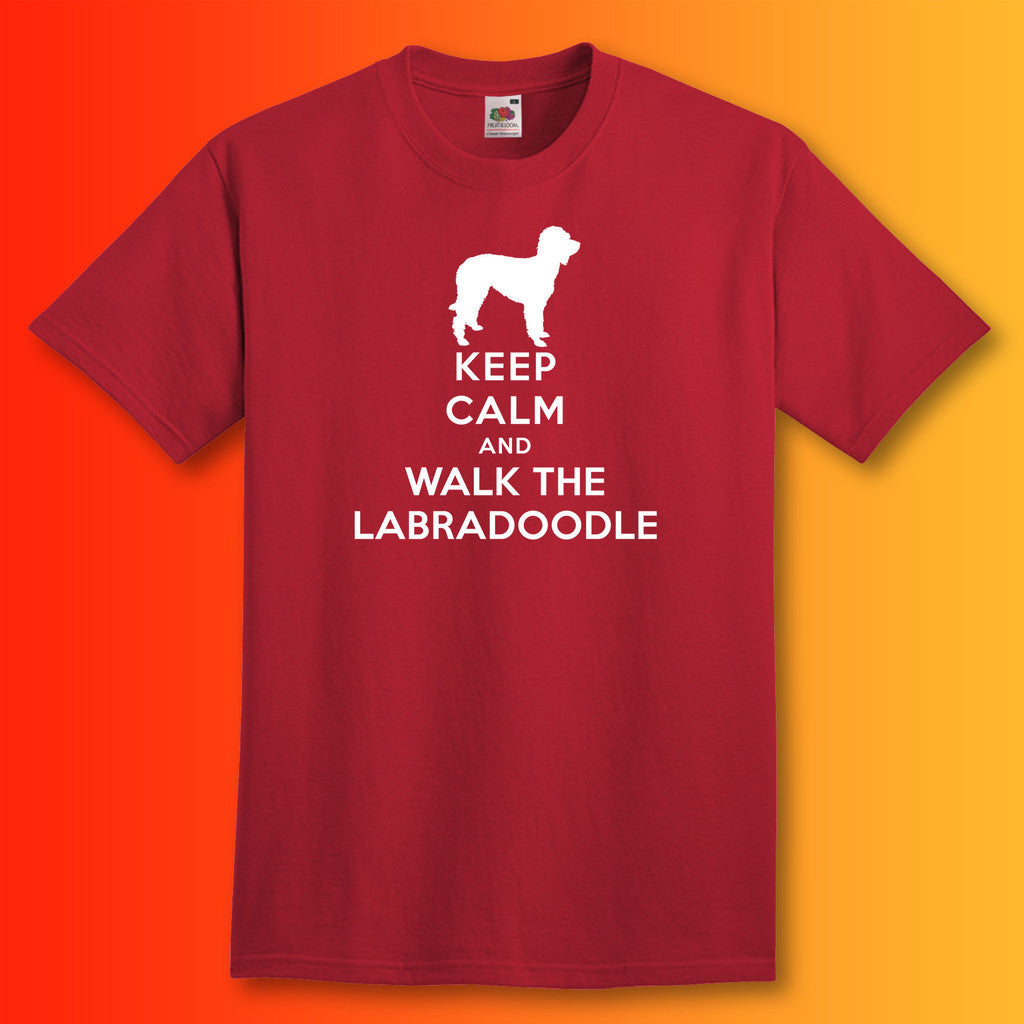 Keep Calm and Walk The Labradoodle T-Shirt Brick Red