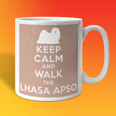 Keep Calm and Walk The Lhasa Apso Mug Beige
