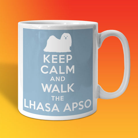 Keep Calm and Walk The Lhasa Apso Mug Pale Blue