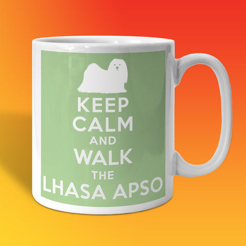 Keep Calm and Walk The Lhasa Apso Mug Pale Green