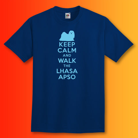 Keep Calm and Walk The Lhasa Apso T-Shirt Navy