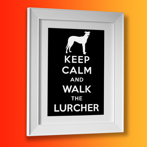 Keep Calm and Walk The Lurcher Framed Print Black