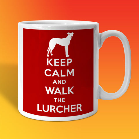 Keep Calm and Walk The Lurcher Mug Brick Red