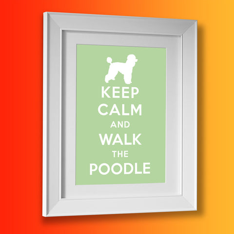 Keep Calm and Walk The Poodle Framed Print Pale Green