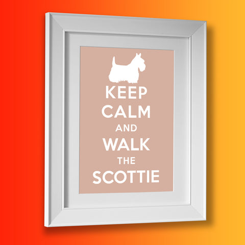 Keep Calm and Walk The Scottie Framed Print Beige
