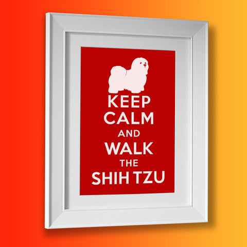 Keep Calm and Walk The Shih Tzu Framed Print