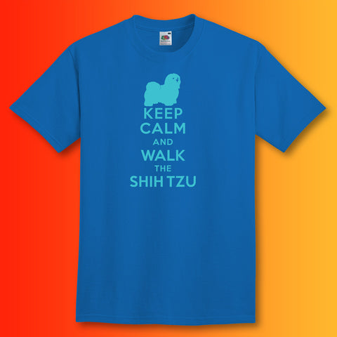 Keep Calm and Walk The Shih Tzu T-Shirt Royal Blue