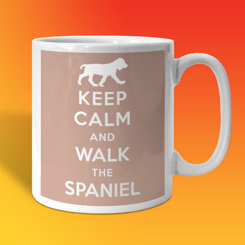 Keep Calm and Walk The Spaniel Mug Beige