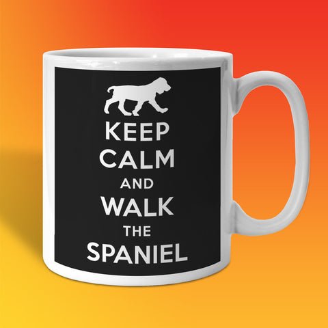 Keep Calm and Walk The Spaniel Mug Black