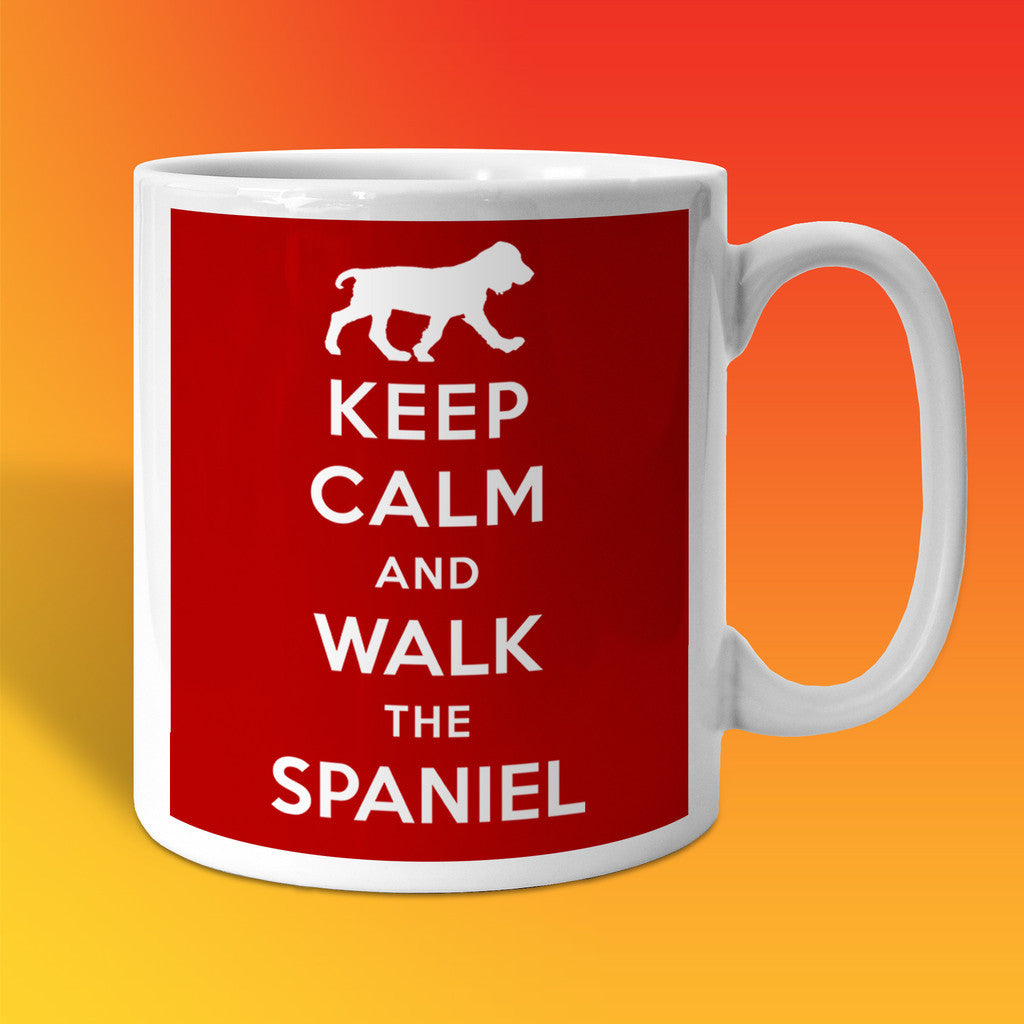Keep Calm and Walk The Spaniel Mug Brick Red